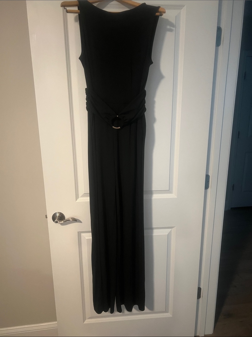 The Limited Black Sleeveless Jumpsuit with Ring Waist Accent-size S